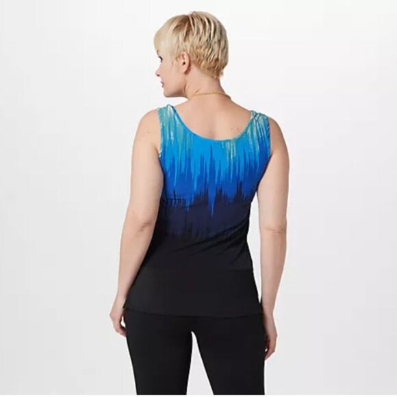 Attitudes by Renee Jersey Mesh Trim Tank & Cardigan Set-Blue Sunset-Small - Picture 5 of 6